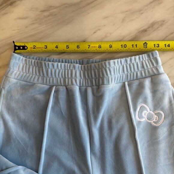 NEW! ANGEL HELLO KITTY FOREVER 21 Velvet Blue Sweatpants Size S DISCONTINUED Bow - Picture 8 of 12